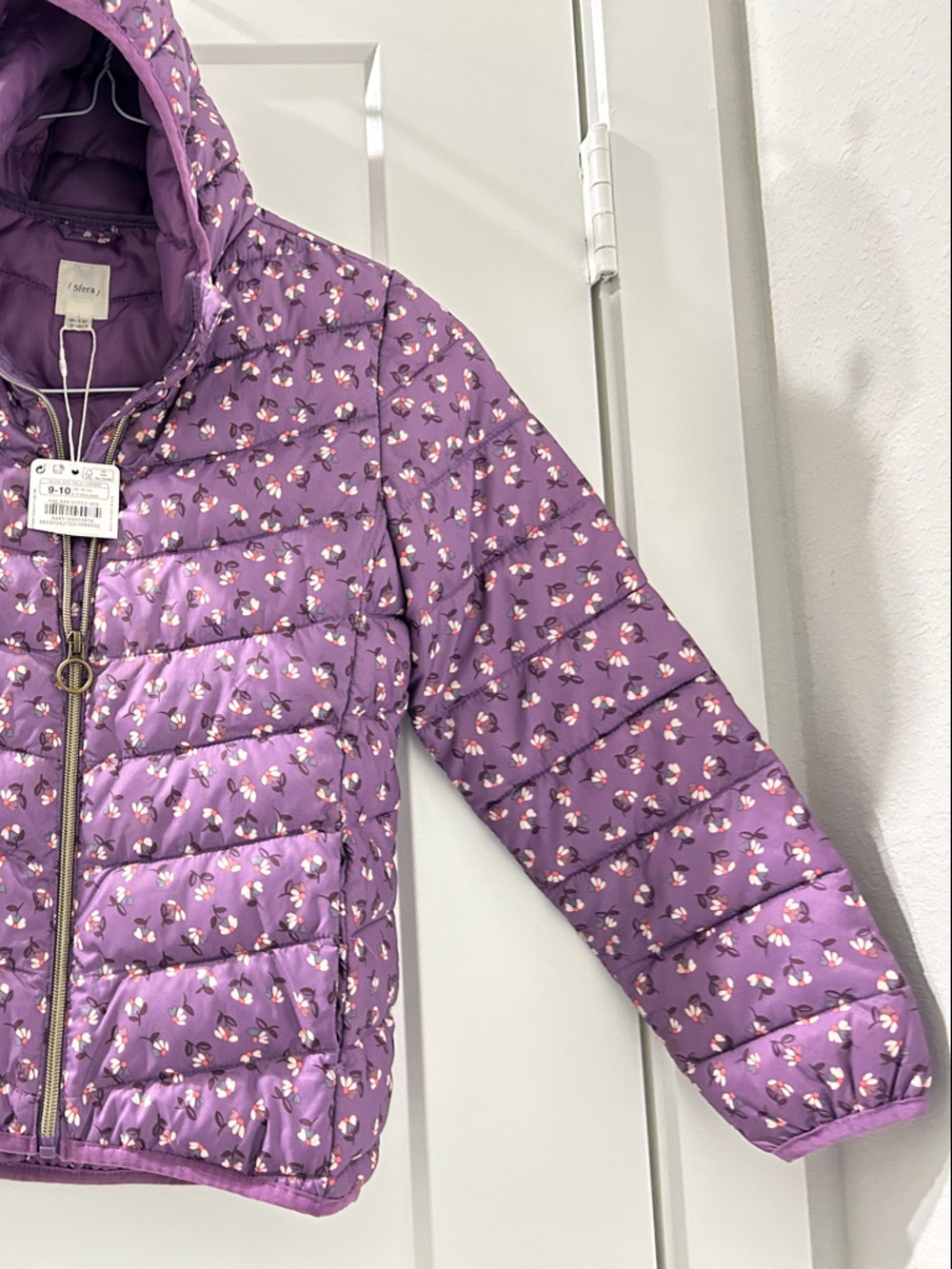 Girls' Purple Floral Puffer Jacket